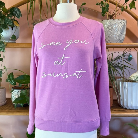 Workshop Republic Clothing Sweaters - Workshop Republic Clothing See You At Sunset Purple Graphic Sweatshirt XS NWT
